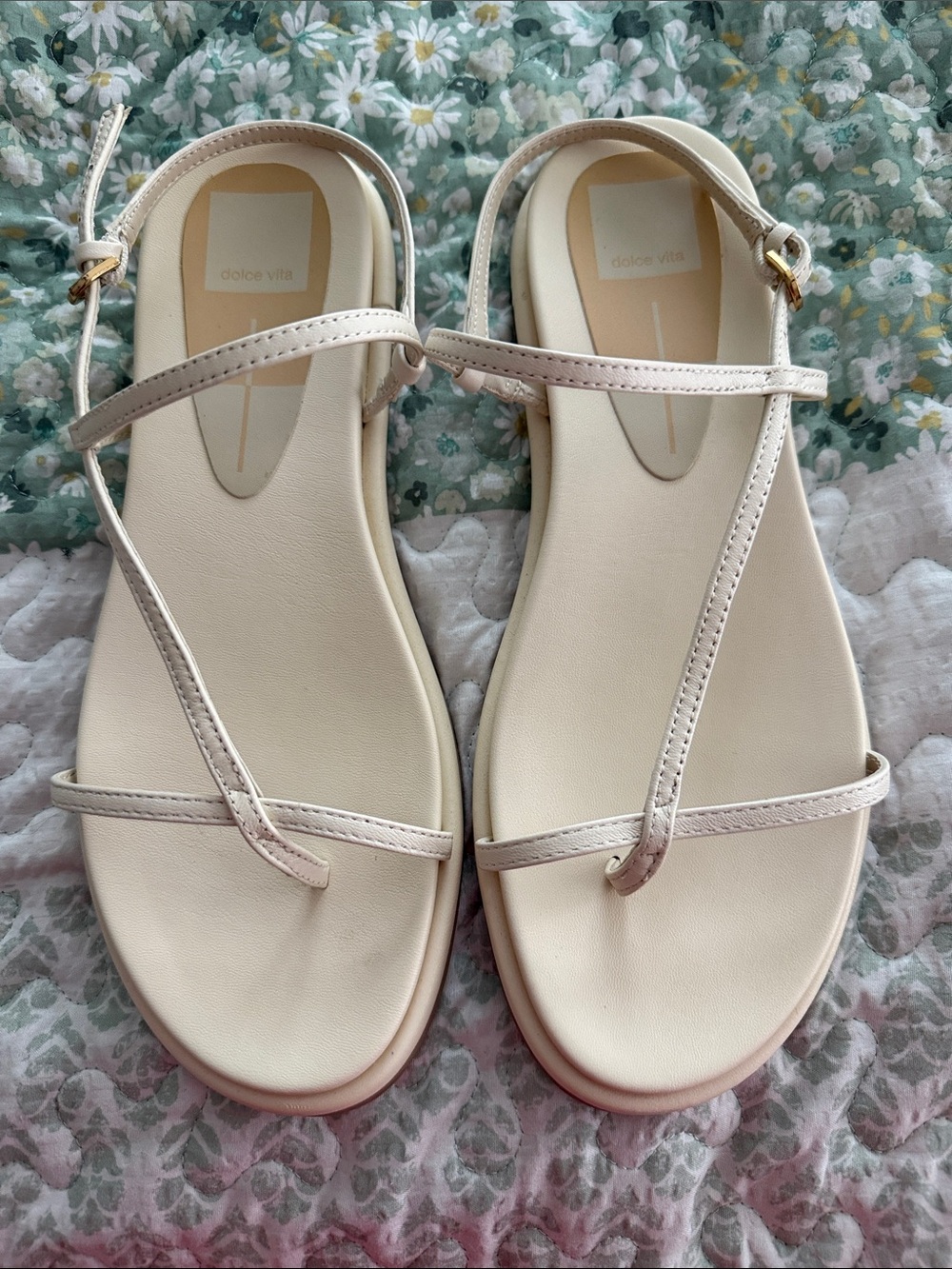 Dolce Vita Cream Minimalist Strappy Slingback Sandals